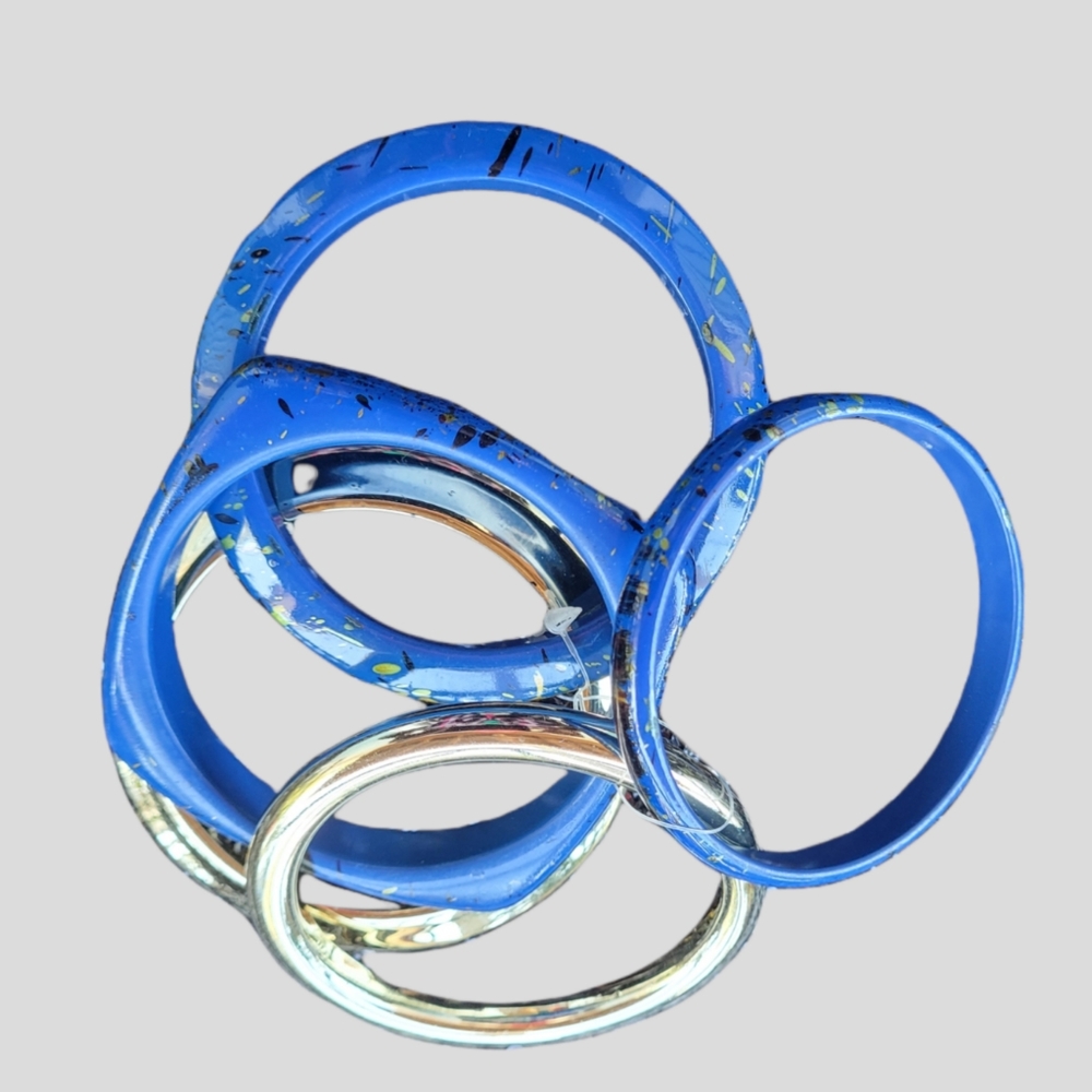 ELLA Ladie's Stackable Blue & Gold Bracelets